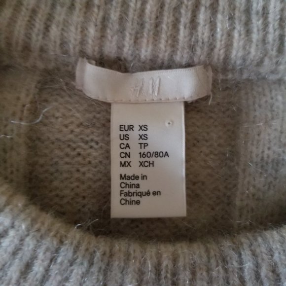 Long, cable knit sweater, light brown, petite sleeves, SP, H&M, wool, mohair - Picture 4 of 9